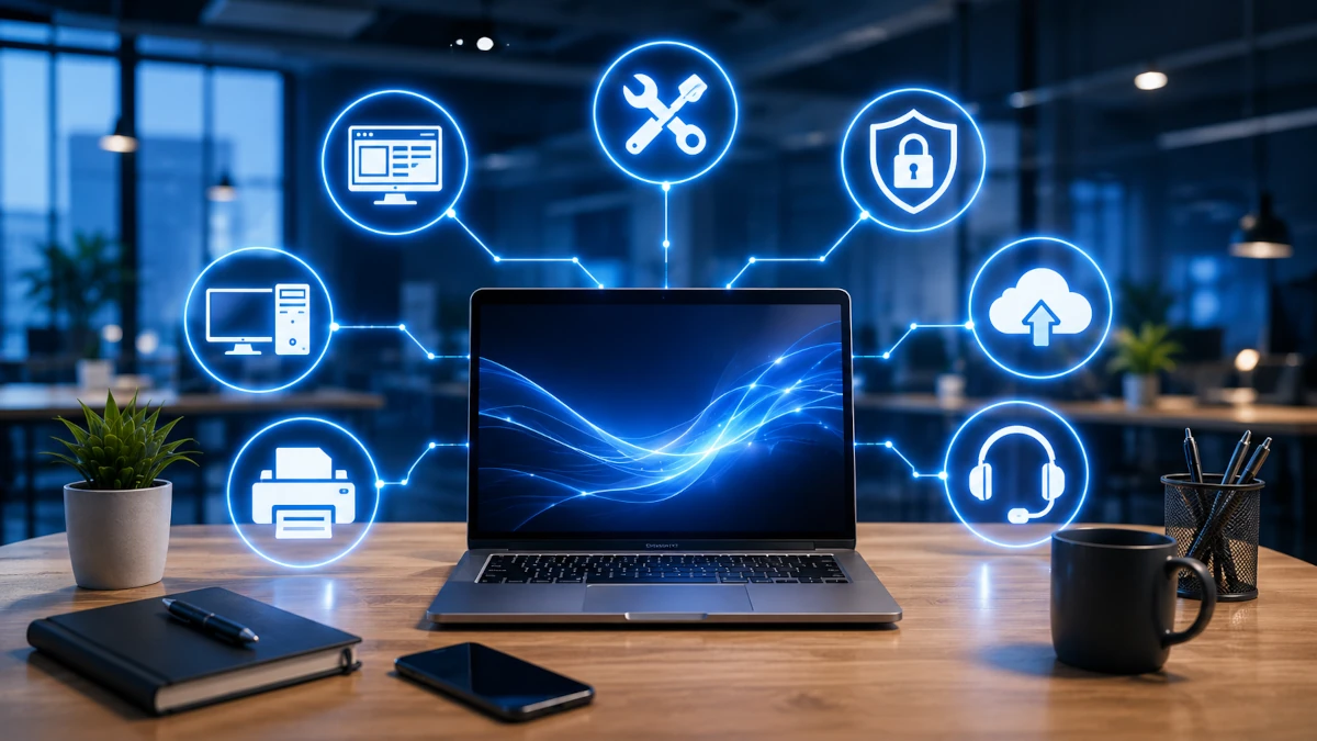 Ensemble des services InformAxep : matériel, sites web, sauvegarde, sécurité, assistance et maintenance