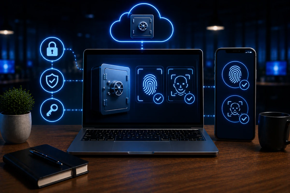 Empreinte digitale et reconnaissance faciale pour ouvrir un coffre-fort
