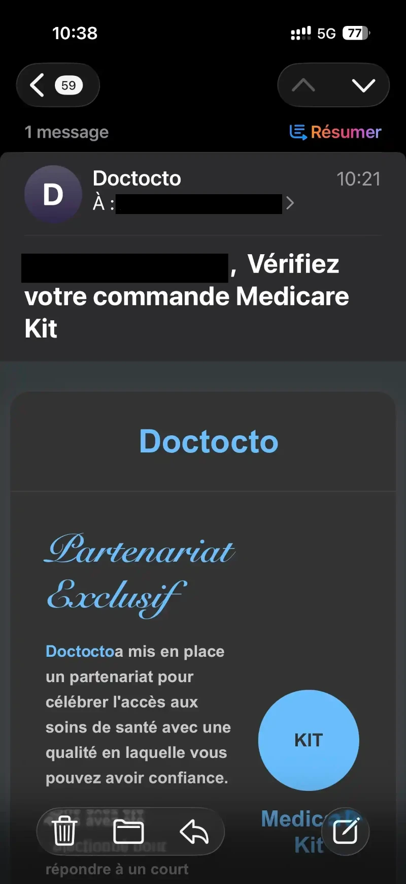 Exemple de pr&eacute;sentation inhabituelle dans un e-mail