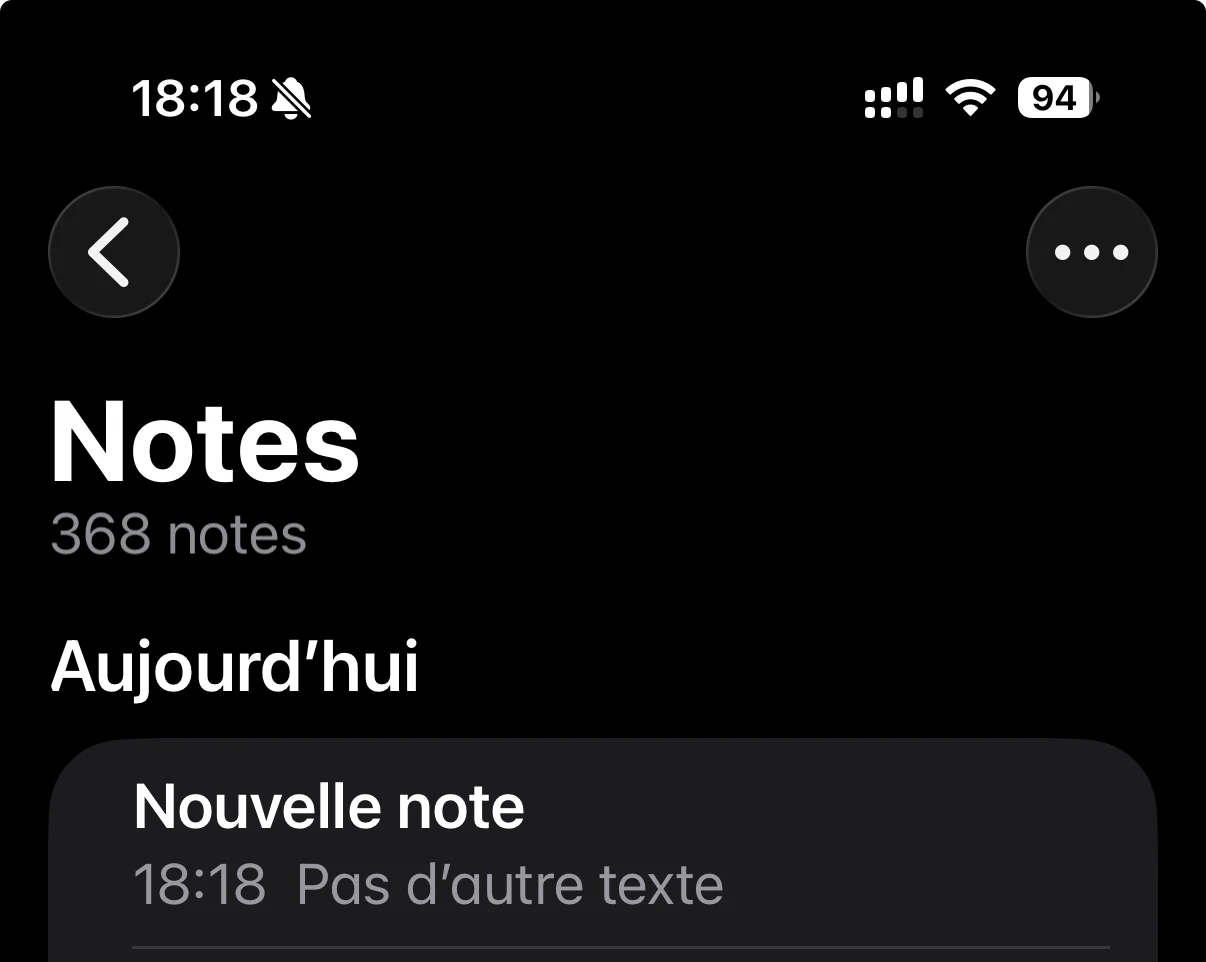 Creer une nouvelle note sur iPhone