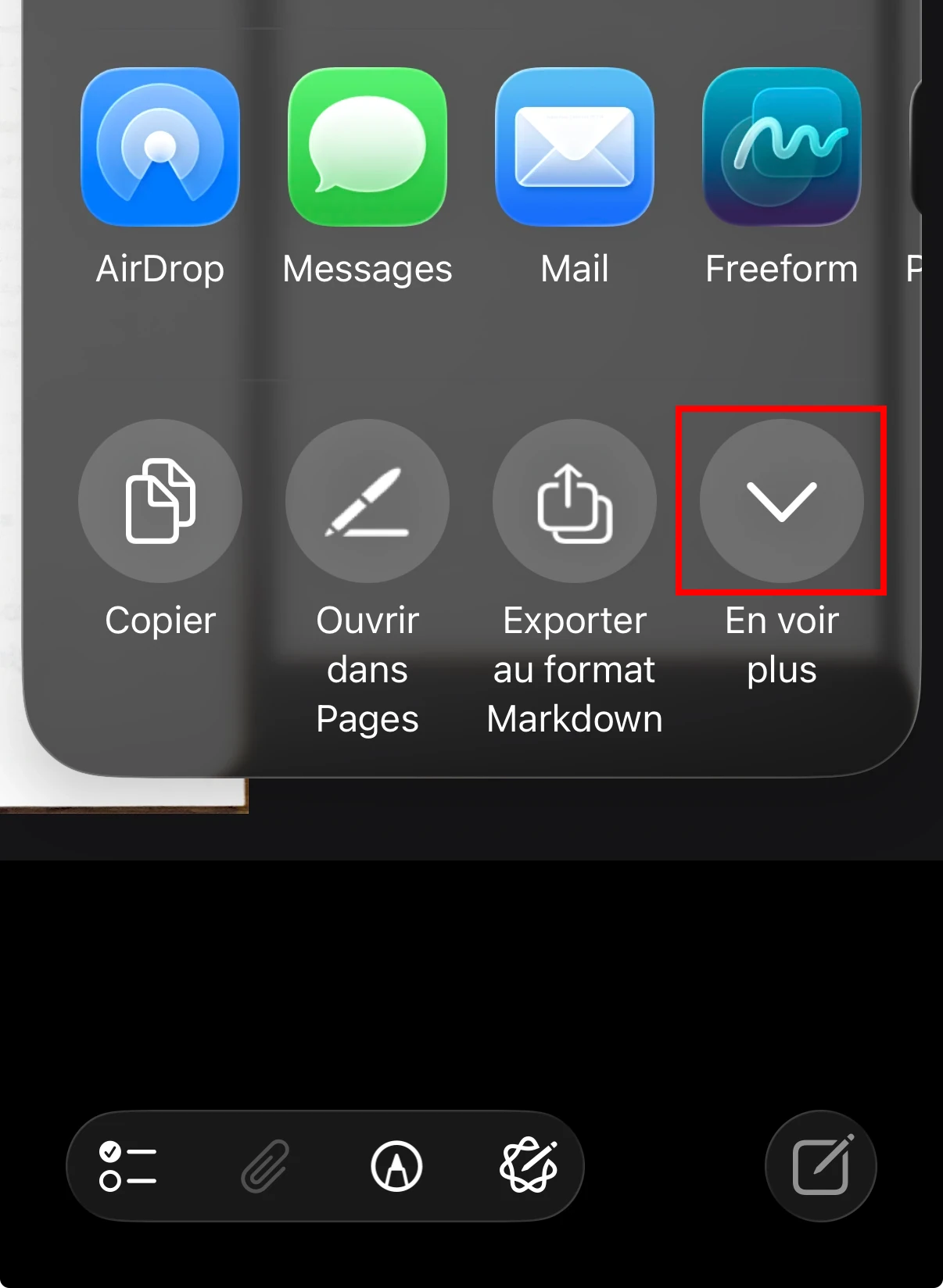 Selectionner l'icone En voir plus sur iPhone