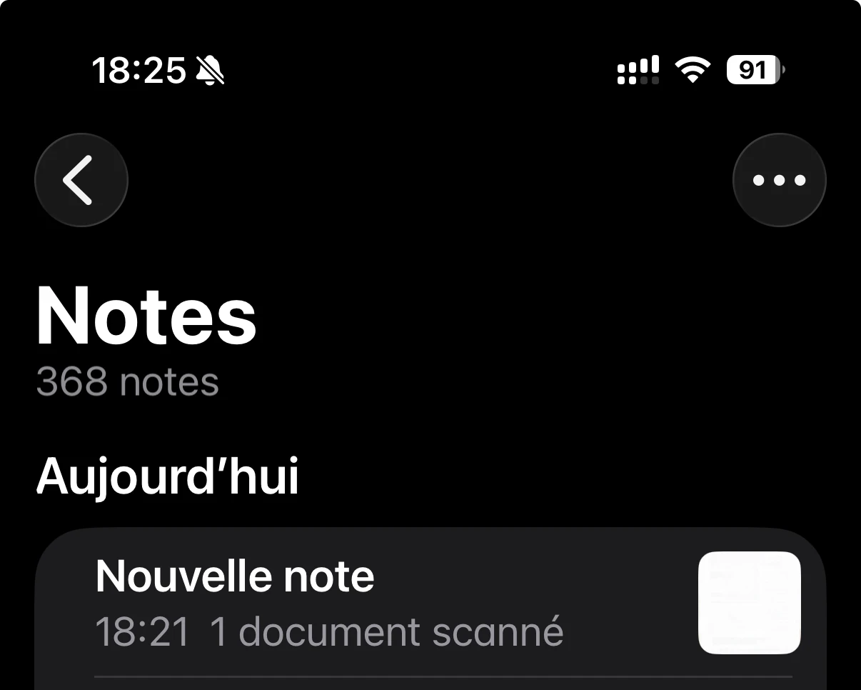Nouvelle note avec le document scanne