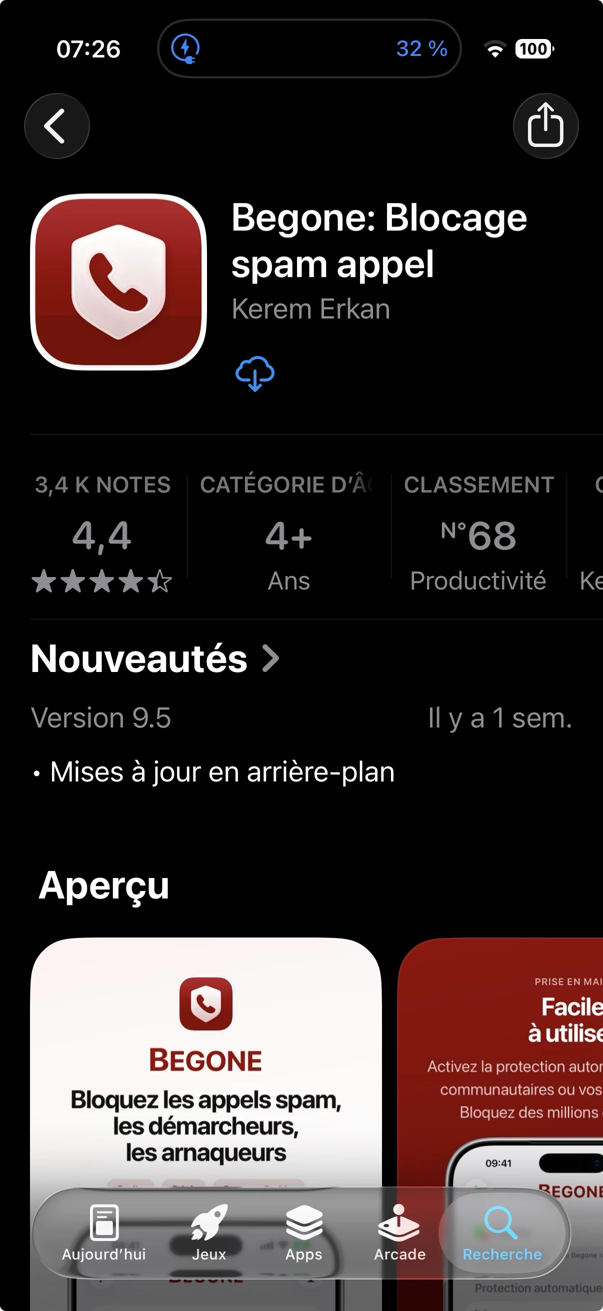 Application Begone dans l'App Store