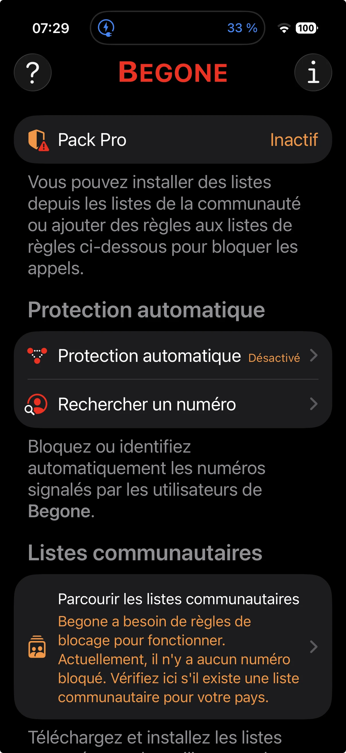 Liste communautaire de numeros a bloquer dans Begone
