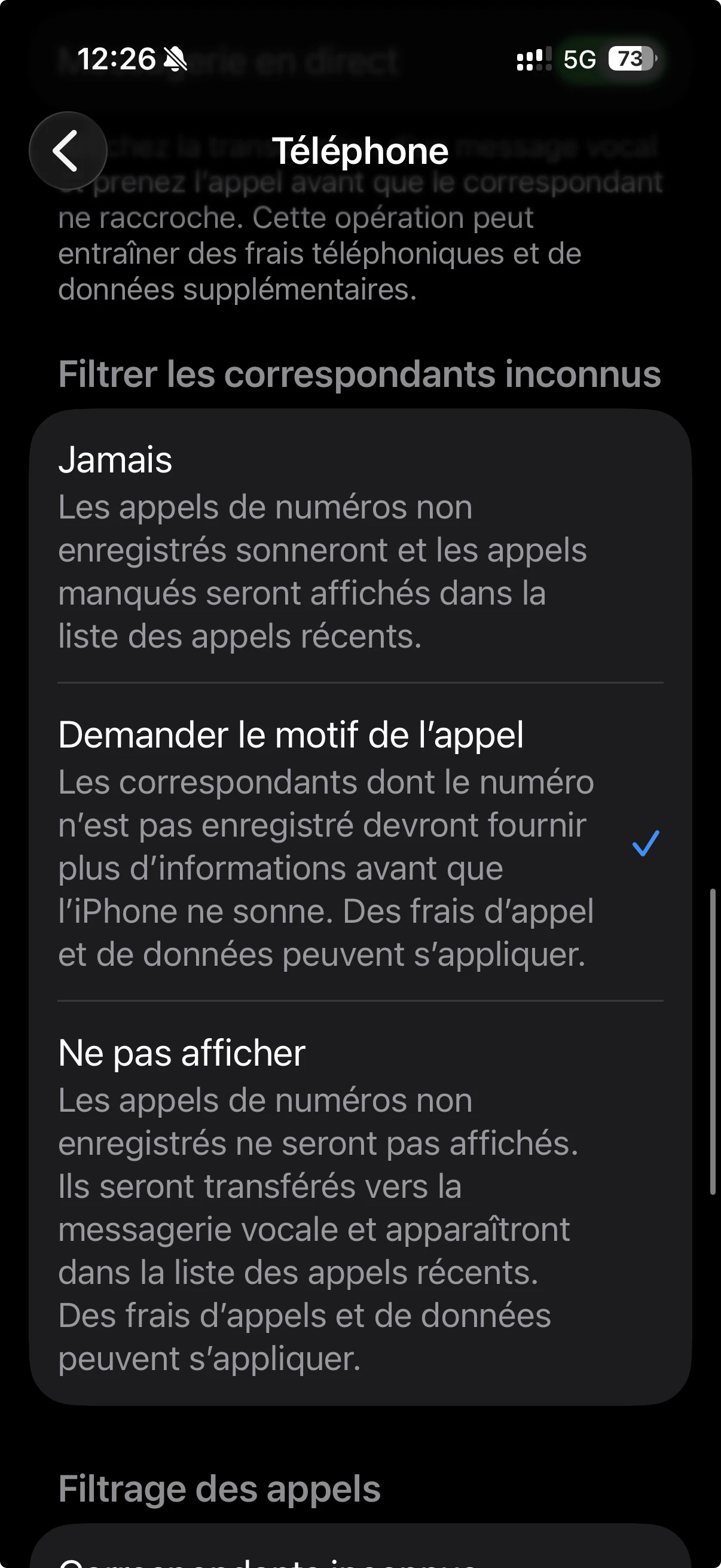 Filtrer les correspondants inconnus sur iPhone