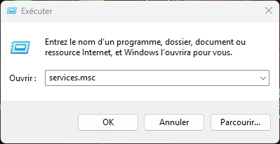 Lancer la console Services avec Windows R