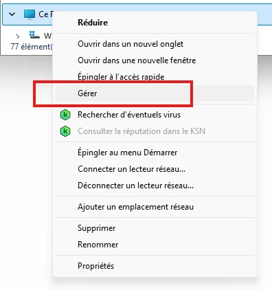 Ouvrir les services depuis la gestion Windows