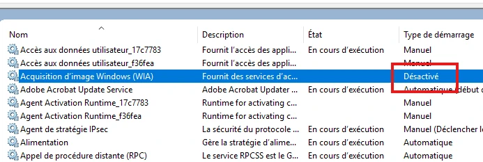 Verifier le type de demarrage d'un service Windows