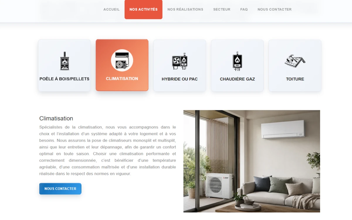 Aper&ccedil;u du site web BIRI en cours de test