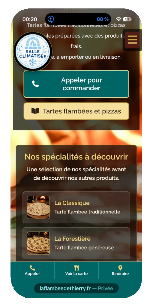 Aper&ccedil;u mobile du site La Flamb&eacute;e de Thierry