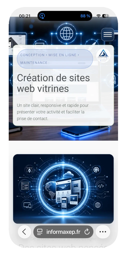 Aper&ccedil;u mobile du site InformAxep